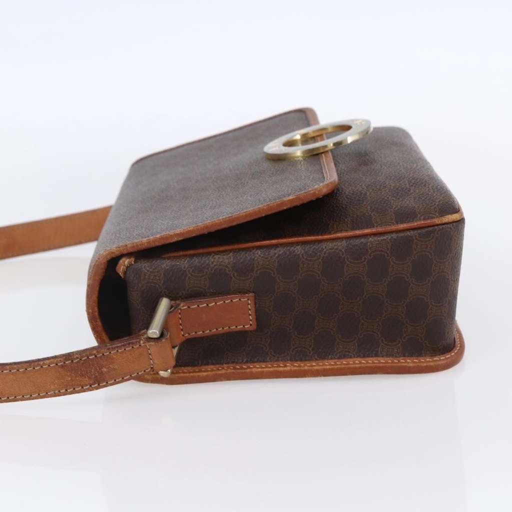 Celine Vintage Macadam Circle Logo Shoulder Bag Brown Canvas Good condition - Inside View