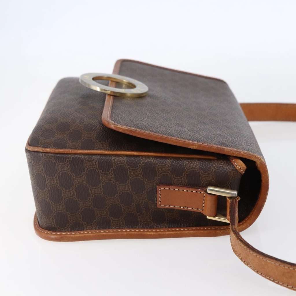 Celine Vintage Macadam Circle Logo Shoulder Bag Brown Canvas Good condition - Model View