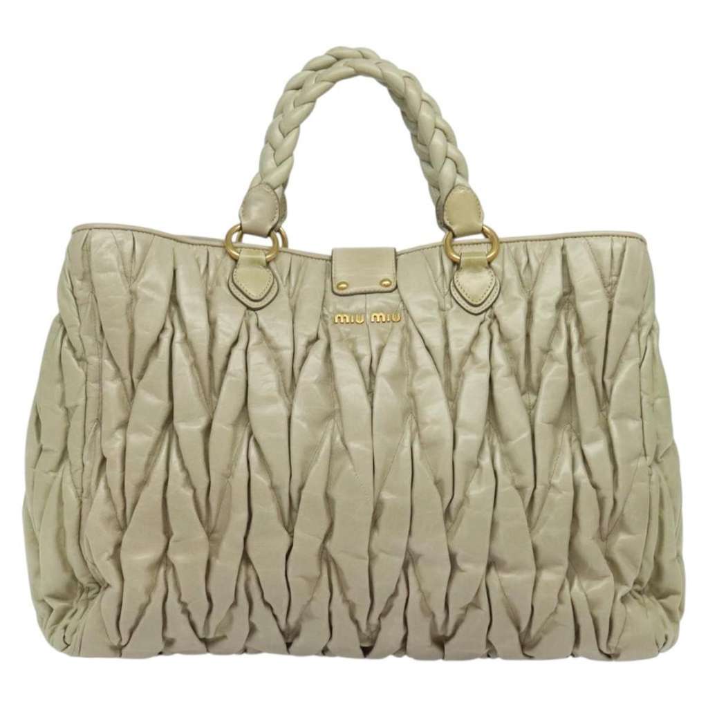 Miu Miu Coffer Convertible Satchel Beige Leather Good condition - Back View