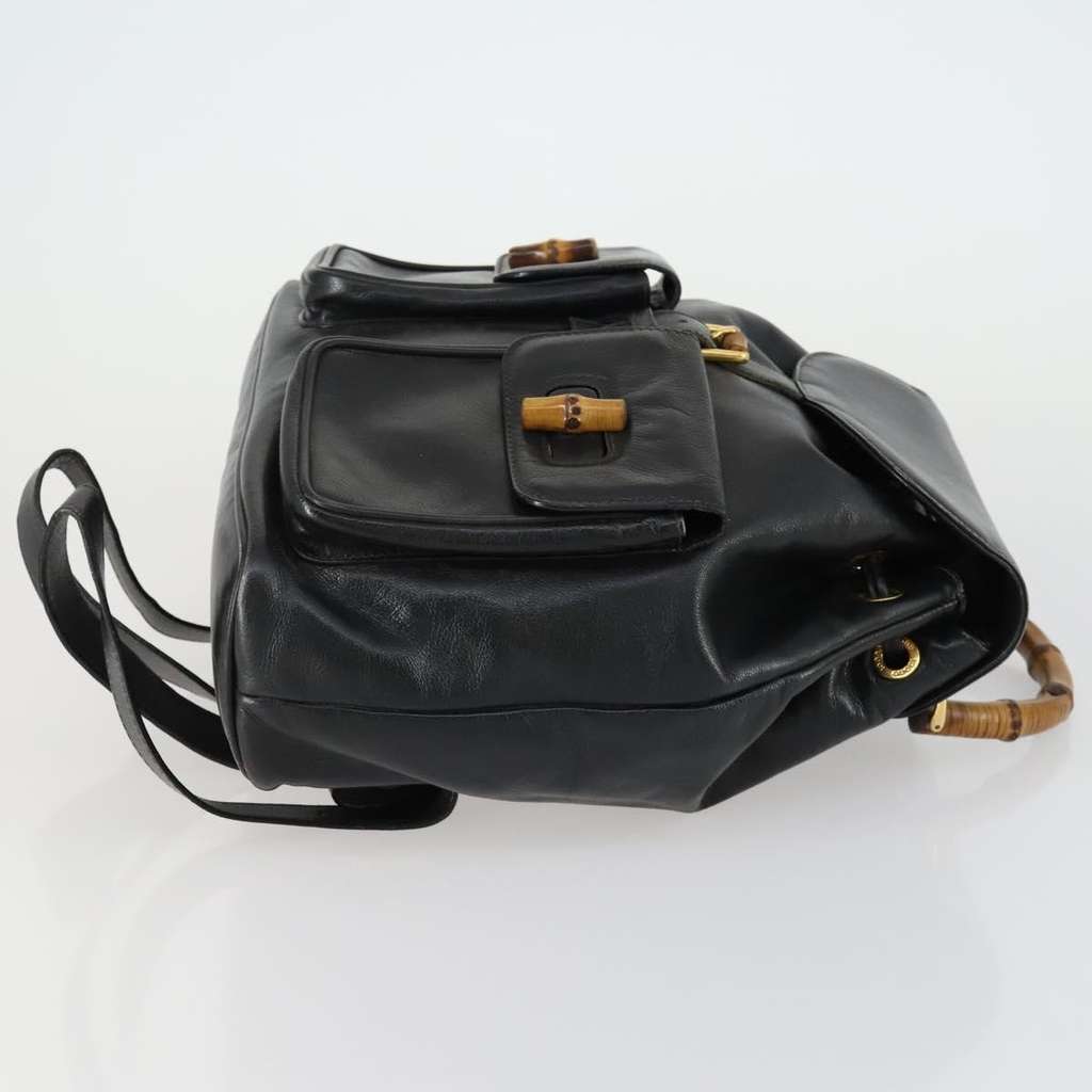 Gucci Vintage Bamboo Backpack Black Leather Good condition - Inside View