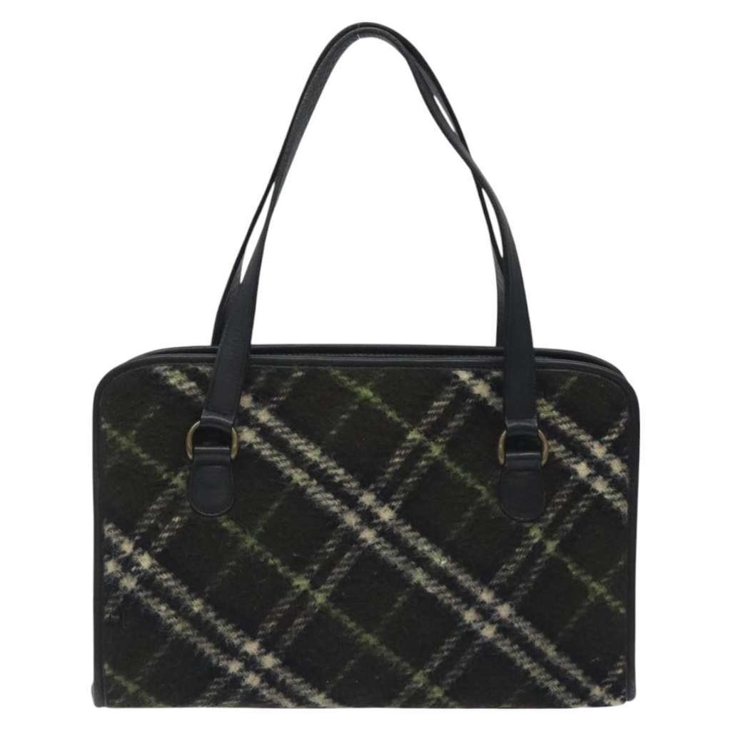 Burberry Nova Check Handbag Khaki Wool Good condition - Back View