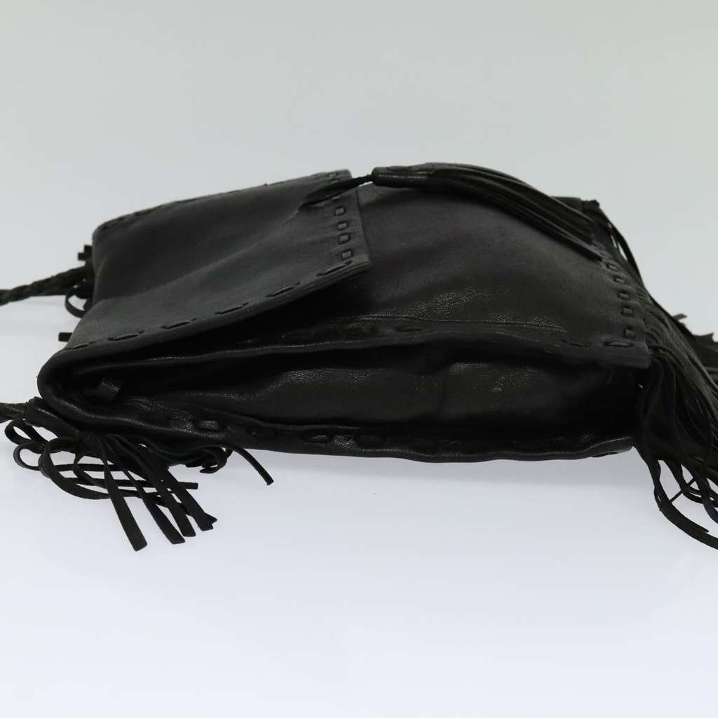 Prada Fringe Flap Crossbody Bag Black Leather Good condition - Inside View