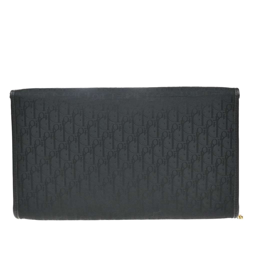 Christian Dior Vintage Chain Flap Shoulder Bag Black Canvas Good condition - Back View