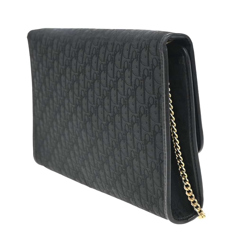 Christian Dior Vintage Chain Flap Shoulder Bag Black Canvas Good condition - Inside View