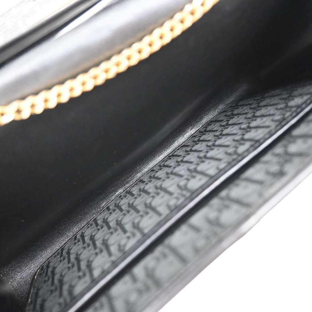 Christian Dior Vintage Chain Flap Shoulder Bag Black Canvas Good condition - Box View