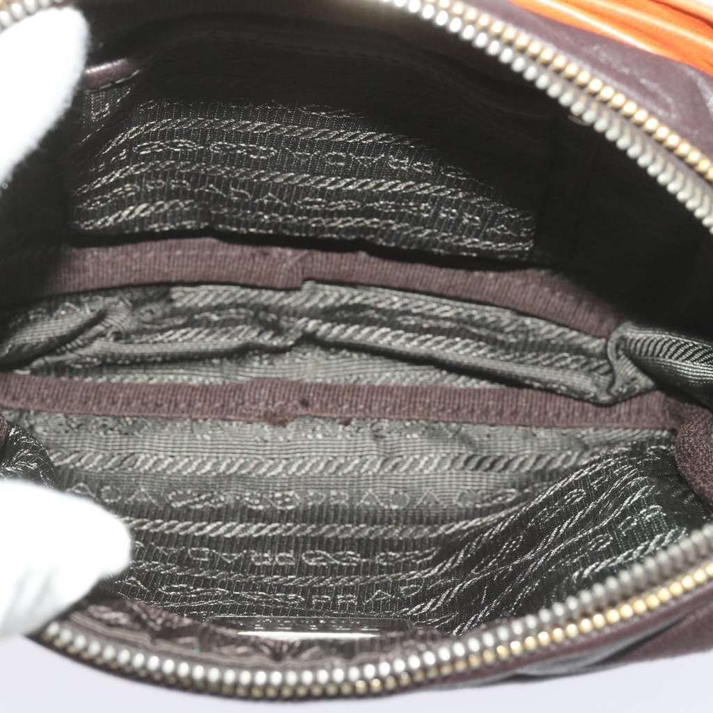 Prada Bow Camera shoulder Bag Orange Leather Good condition - Box View