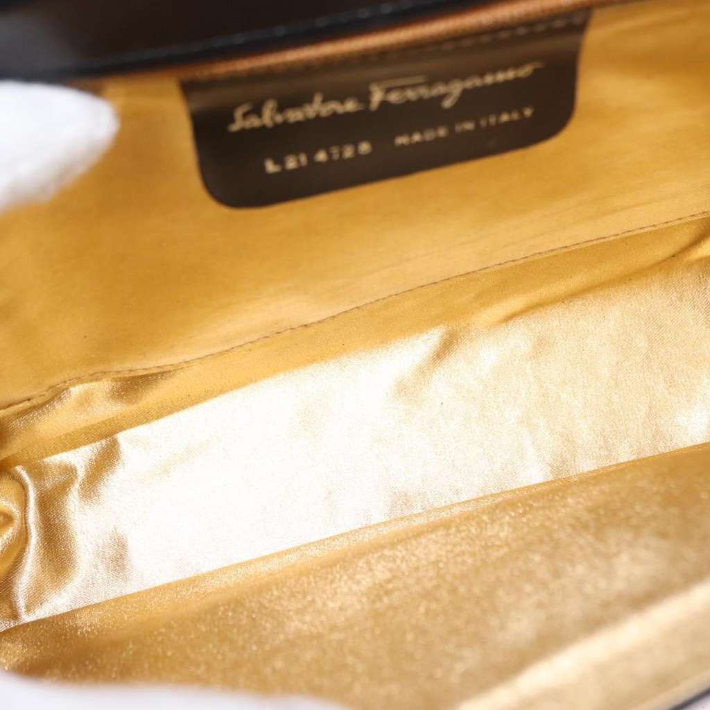 Salvatore Ferragamo Gancini Shoulder Bag Black Suede Good condition - Box View