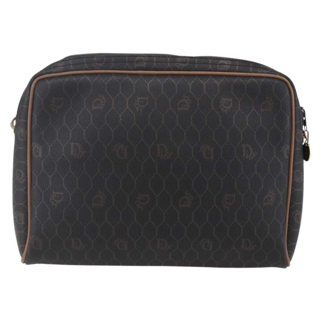 Christian Dior Vintage Honeycomb Shoulder Bag Black Canvas Good condition - Back View