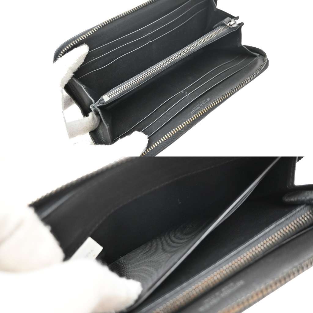 Bottega Veneta Intrecciato Long Zip  Wallet Black Leather Good condition - Box View