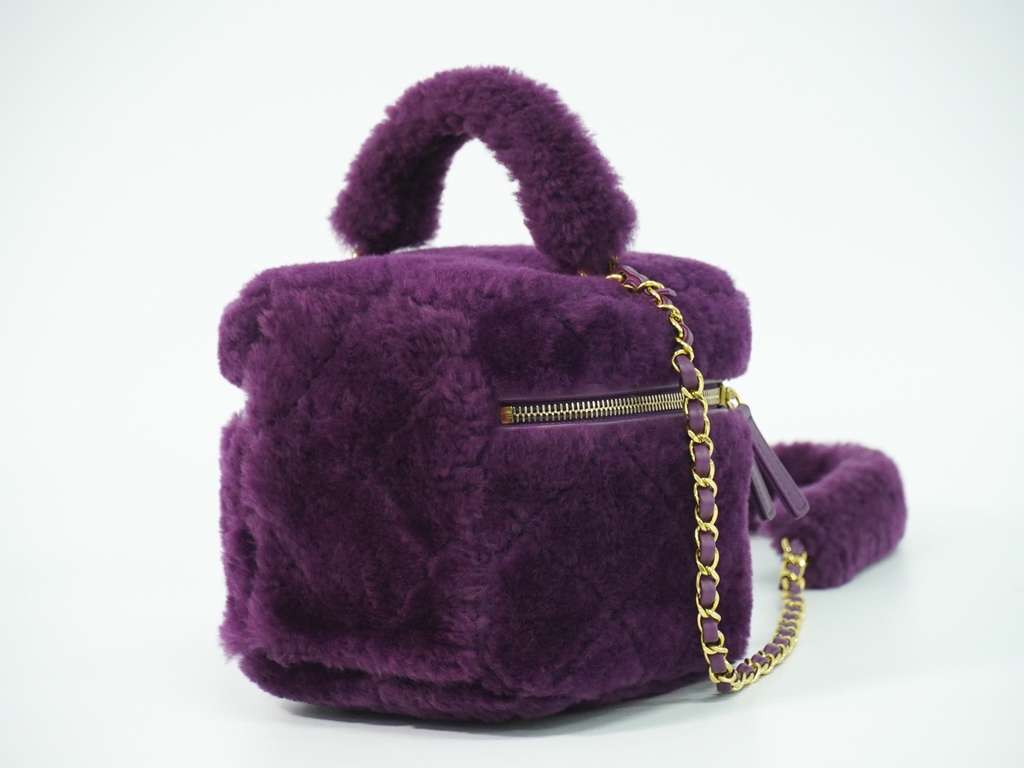 Chanel Coconing Top Handle Vanity Case with Chain Purple Good condition - Back View