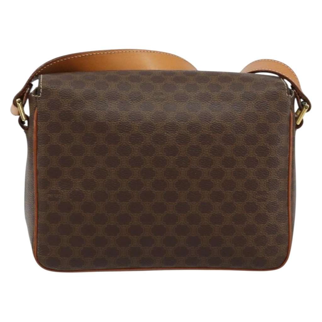 Celine Vintage Macadam Circle Logo Shoulder Bag Brown Canvas Good condition - Back View