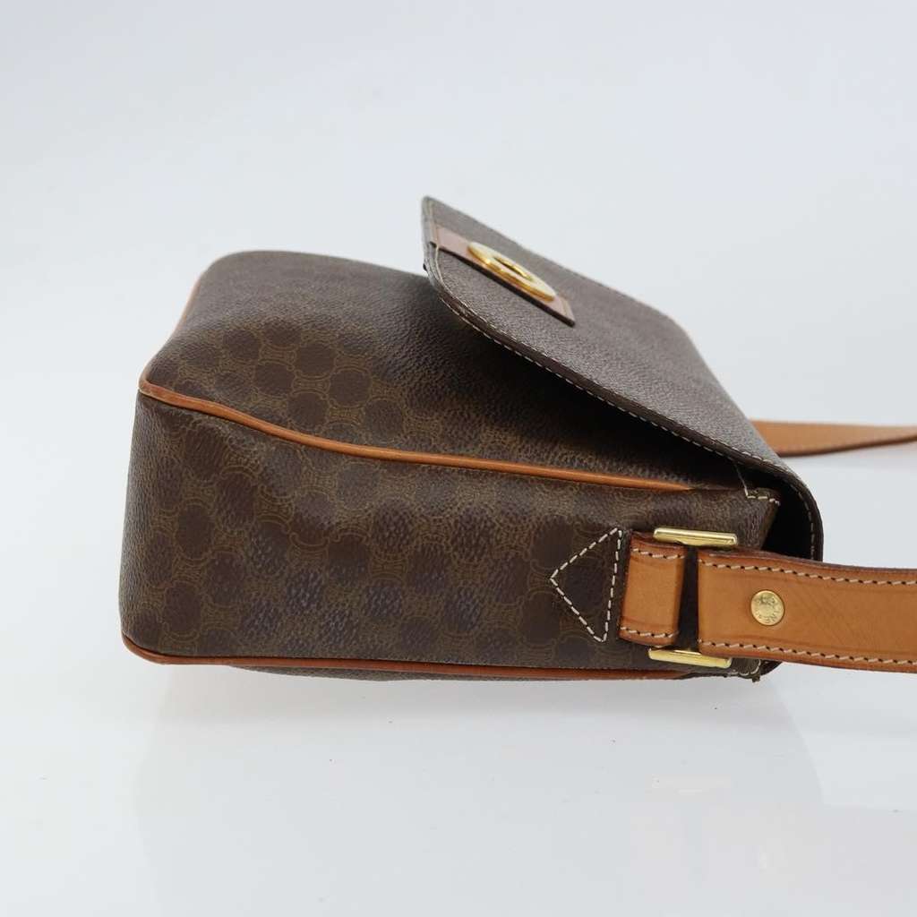 Celine Vintage Macadam Circle Logo Shoulder Bag Brown Canvas Good condition - Inside View