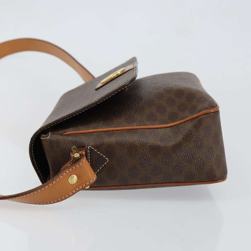Celine Vintage Macadam Circle Logo Shoulder Bag Brown Canvas Good condition - Model View