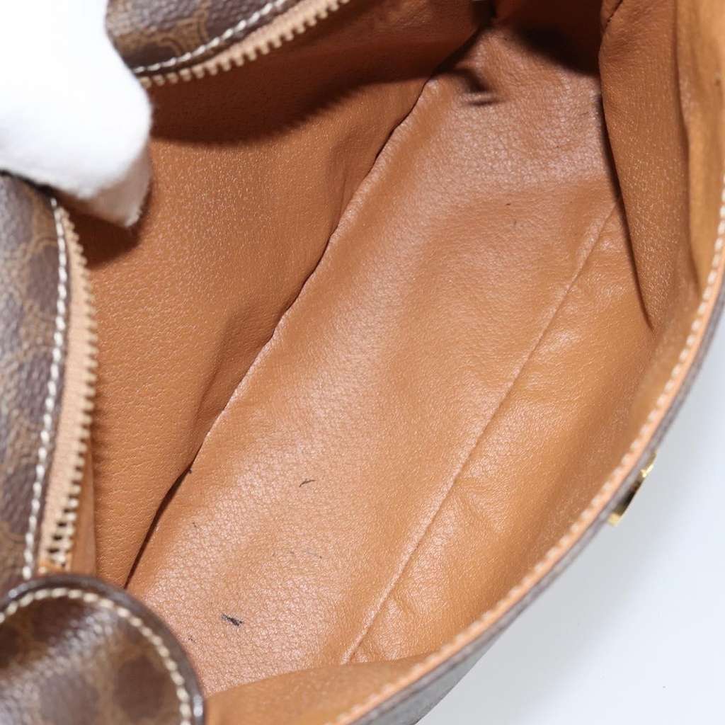 Celine Vintage Macadam Circle Logo Shoulder Bag Brown Canvas Good condition - Box View