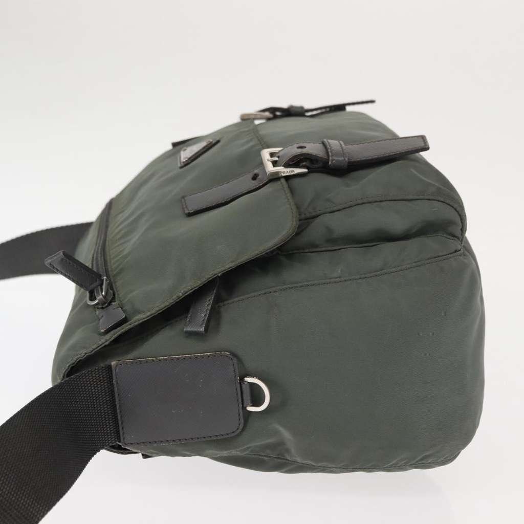Prada Double Buckle Flap Messenger Bag Khaki Good condition - Model View