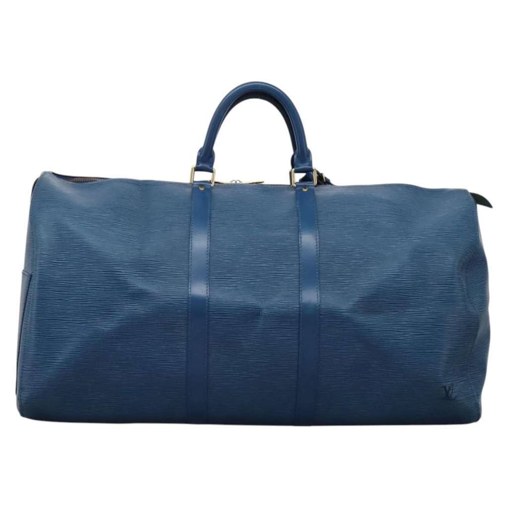 Louis Vuitton Keepall Bag Blue Leather Fair condition - Back View