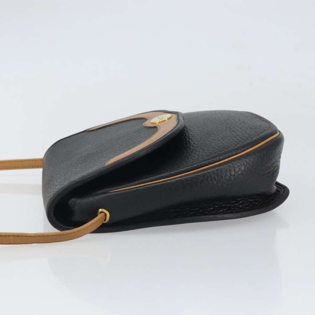 Christian Dior Vintage CD Flap Shoulder Bag Black Leather Good condition - Model View