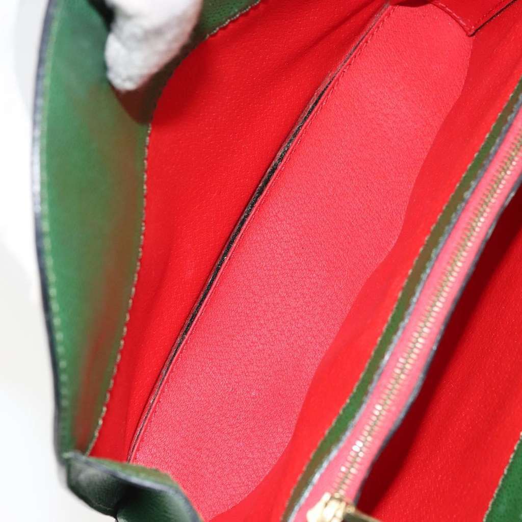 Celine Vintage Shoulder Bag Green Leather Good condition - Box View