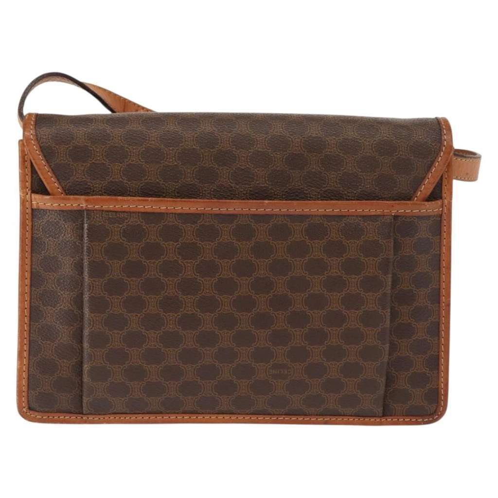 Celine Vintage Macadam Shoulder Bag Brown Canvas Good condition - Back View