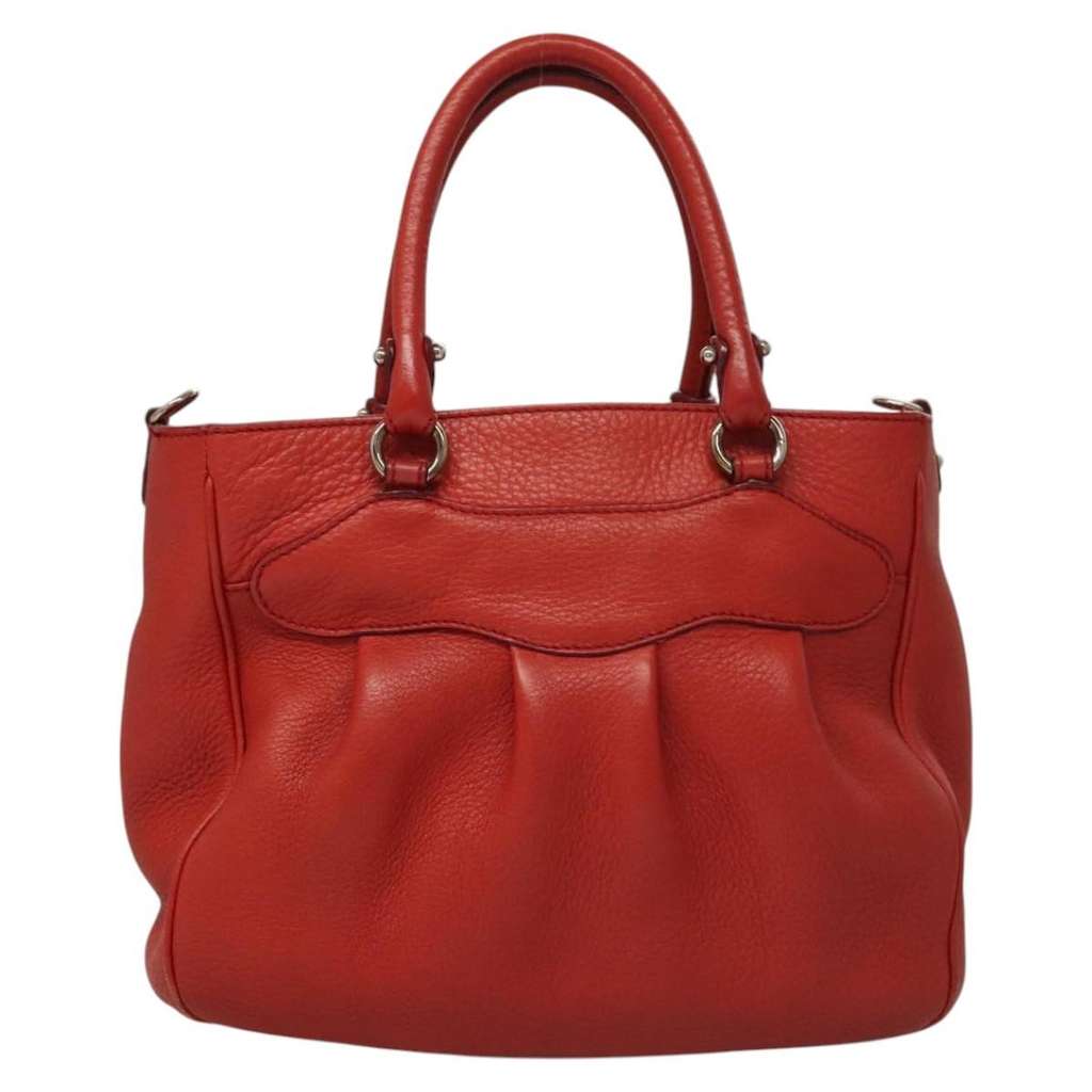 Salvatore Ferragamo Gancini handbag Red Leather Good condition - Back View