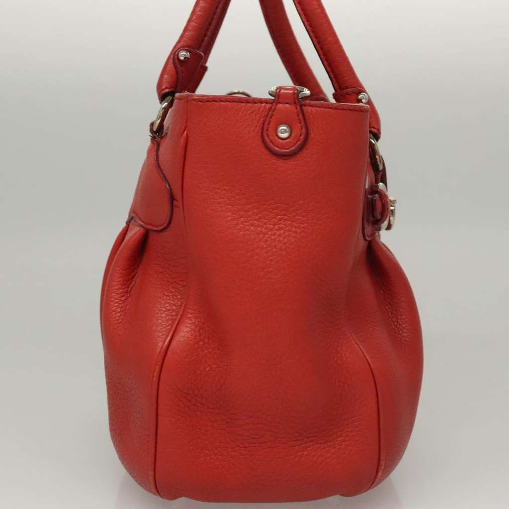 Salvatore Ferragamo Gancini handbag Red Leather Good condition - Model View