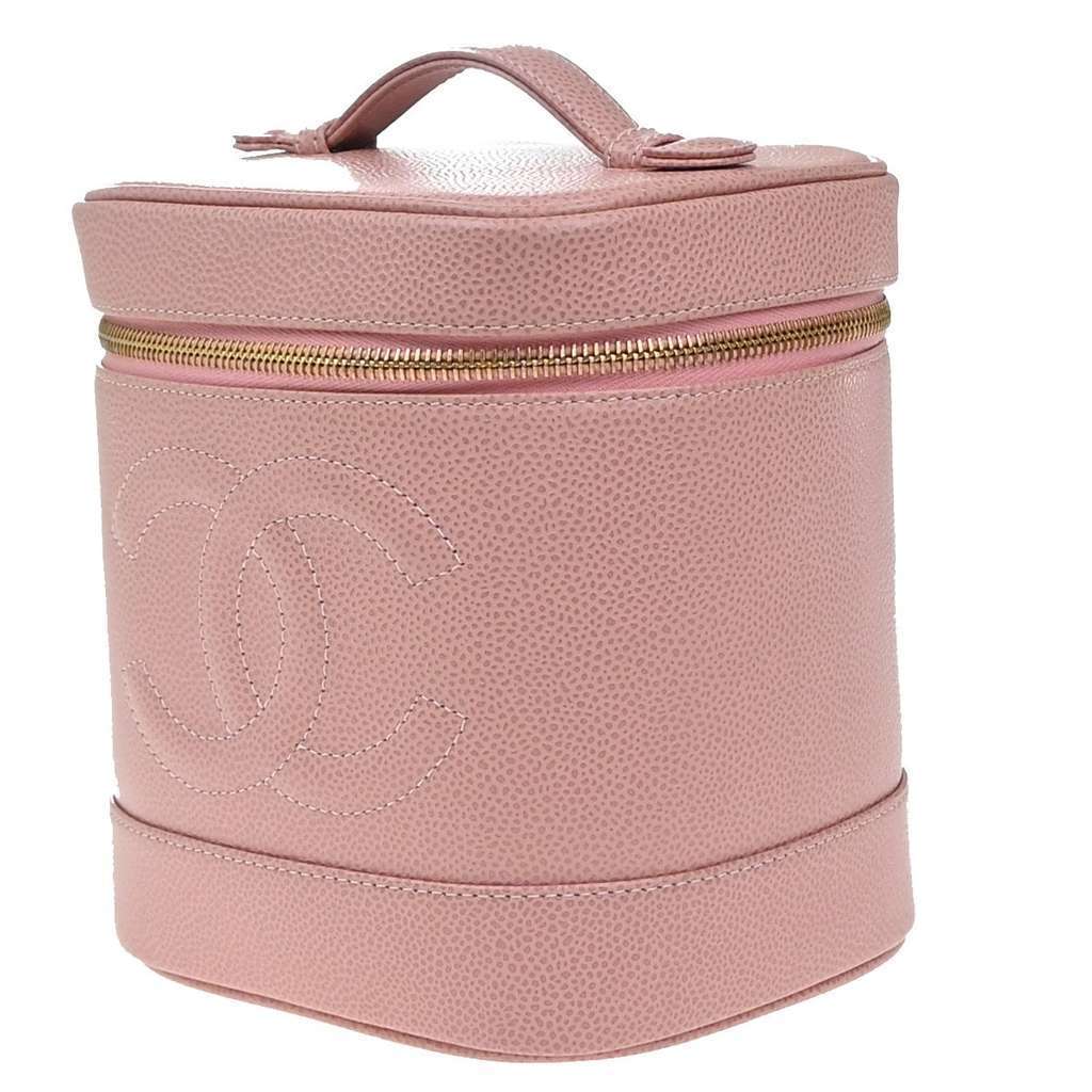 Chanel Vintage Timeless Cosmetic Case Pink Leather Good condition - Inside View
