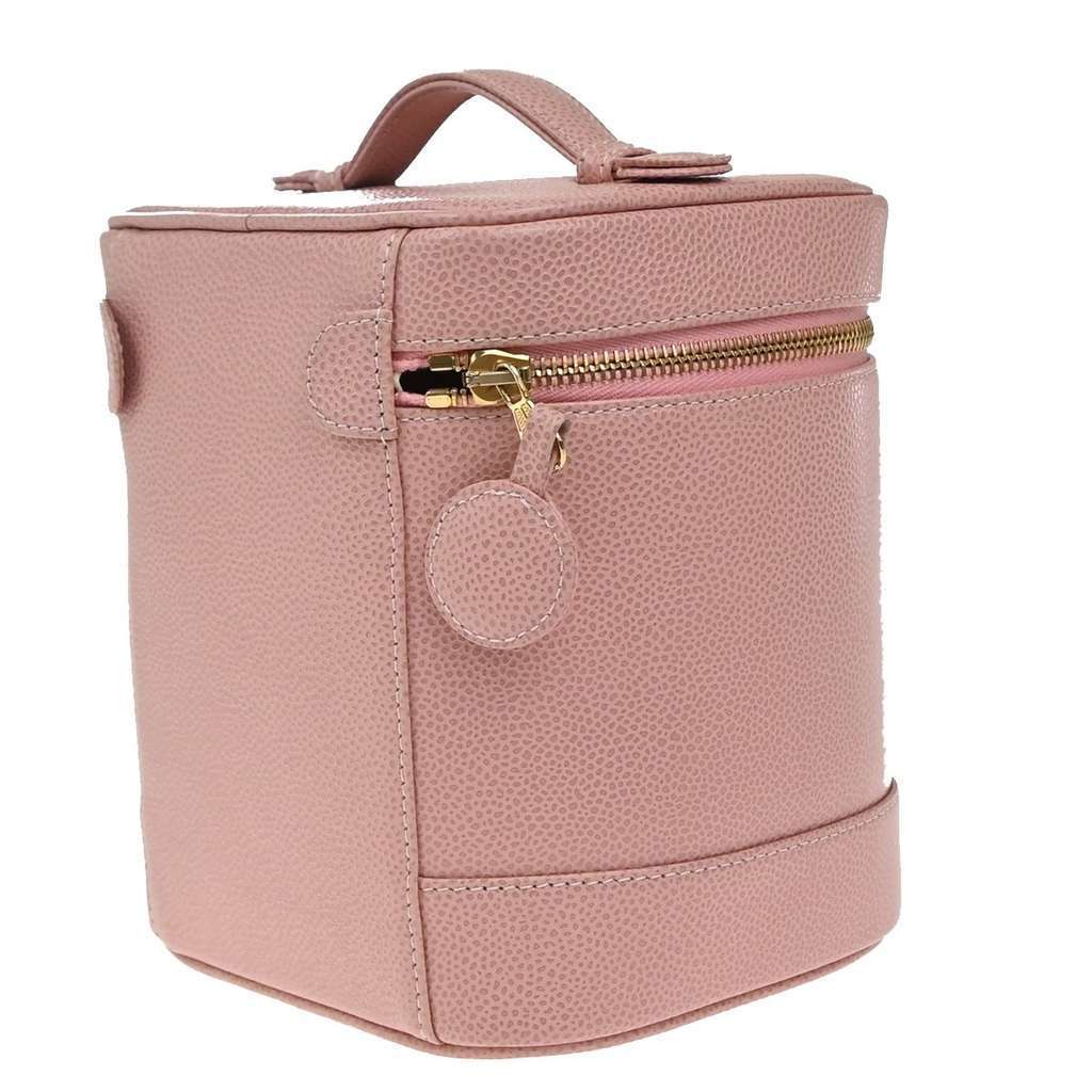 Chanel Vintage Timeless Cosmetic Case Pink Leather Good condition - Model View