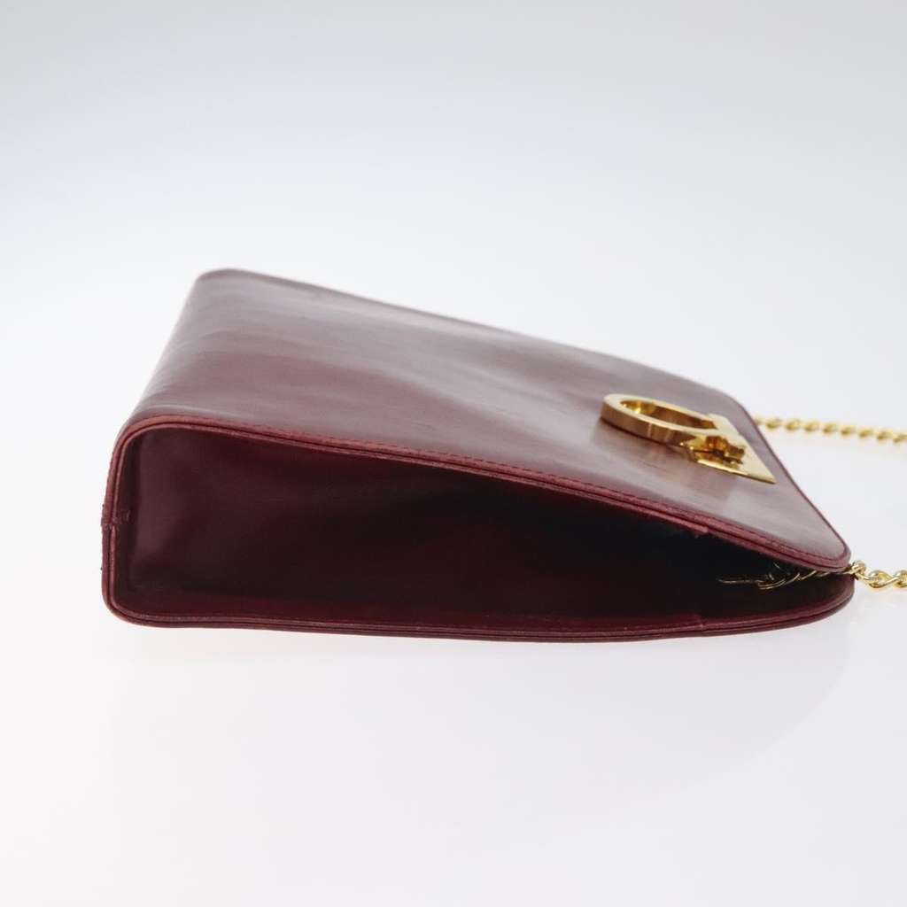 Salvatore Ferragamo Vintage Gancini Chain Shoulder Bag Red Leather Fair condition - Inside View