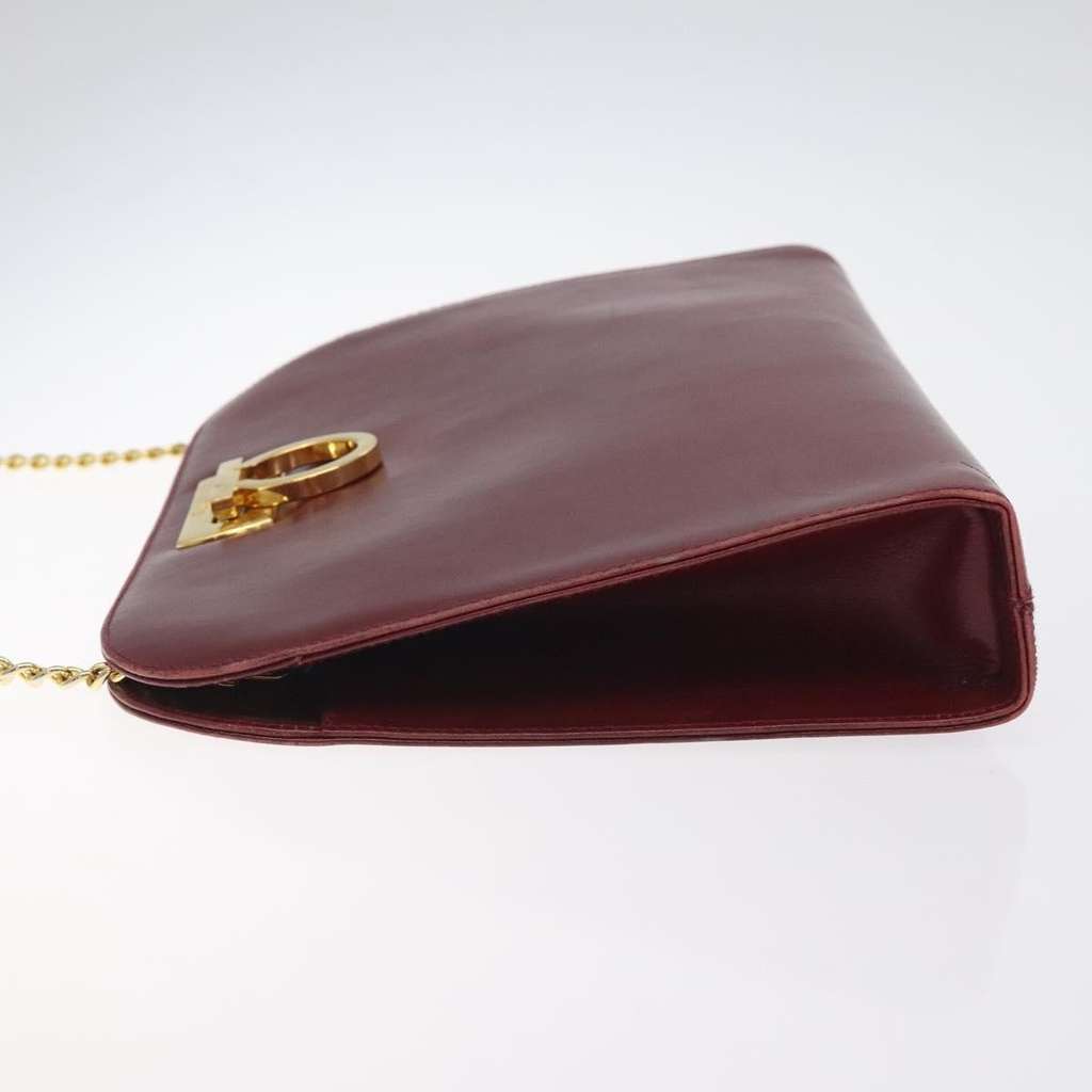 Salvatore Ferragamo Vintage Gancini Chain Shoulder Bag Red Leather Fair condition - Model View