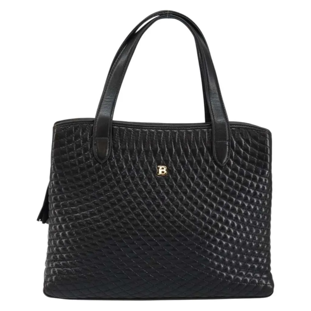 Bally Vintage Handbag Black Leather Good - Front View