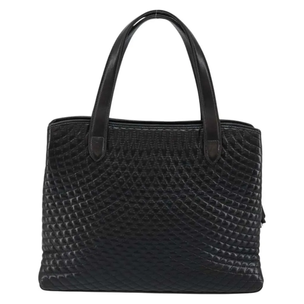 Bally Vintage Handbag Black Leather Good - Back View
