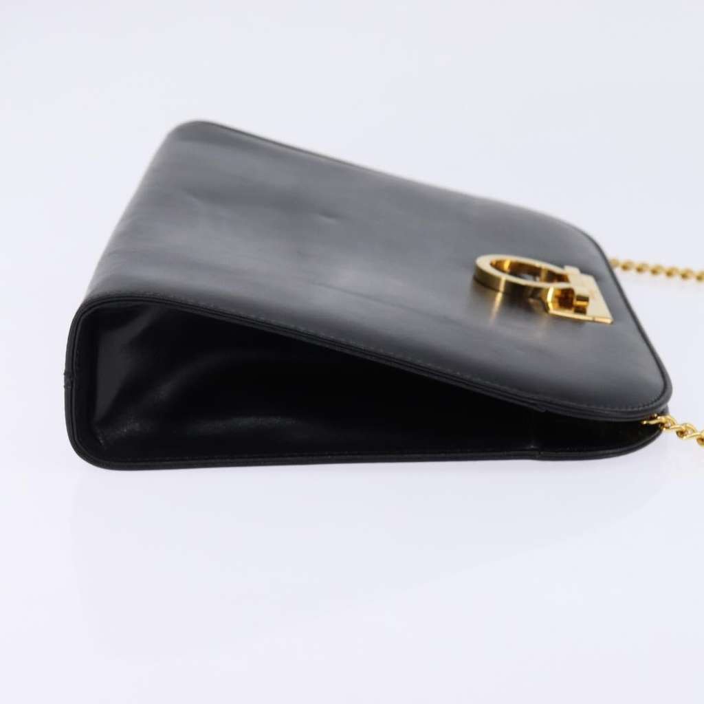 Salvatore Ferragamo Vintage Gancini Chain Shoulder Bag Black Leather Good condition - Model View