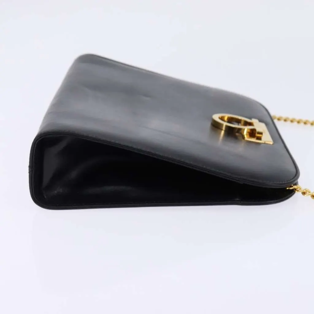 Salvatore Ferragamo Vintage Gancini Chain Shoulder Bag Black Leather Good - Model View