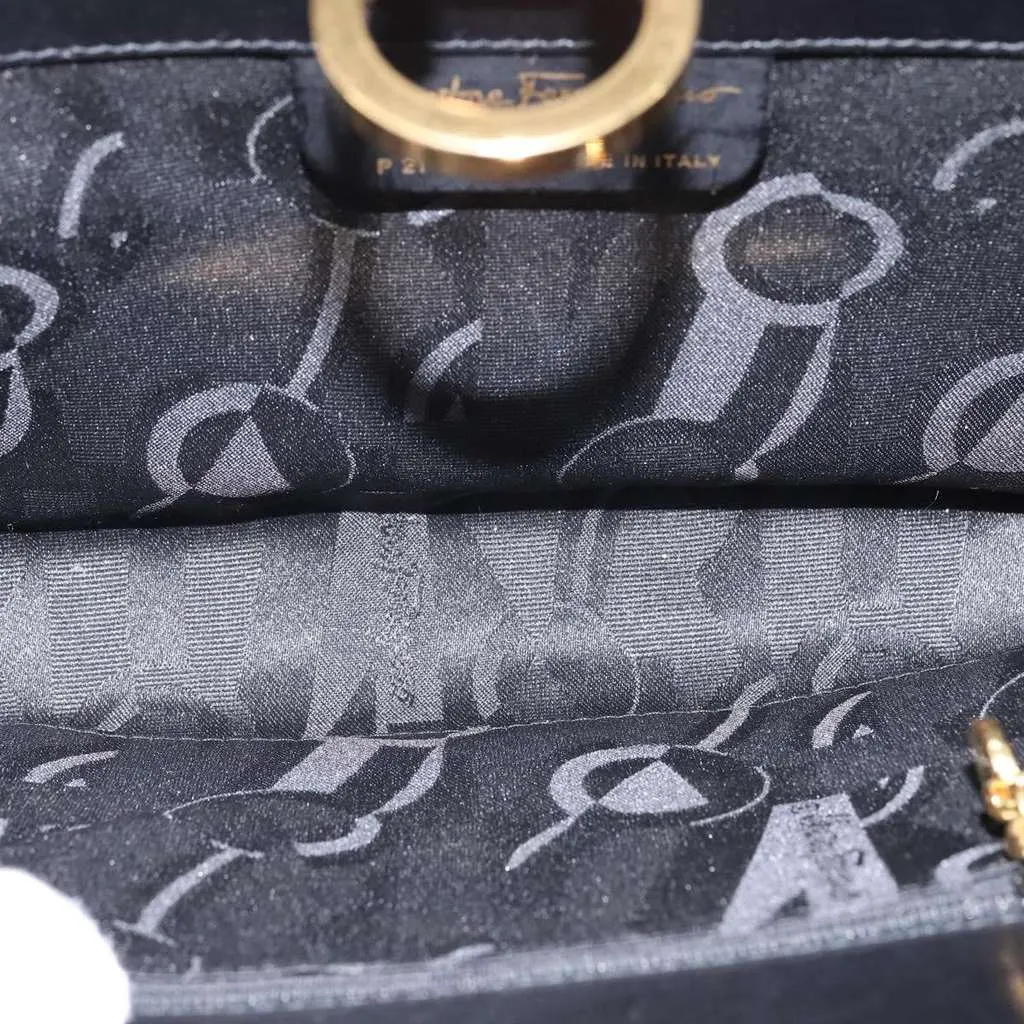 Salvatore Ferragamo Vintage Gancini Chain Shoulder Bag Black Leather Good - Box View