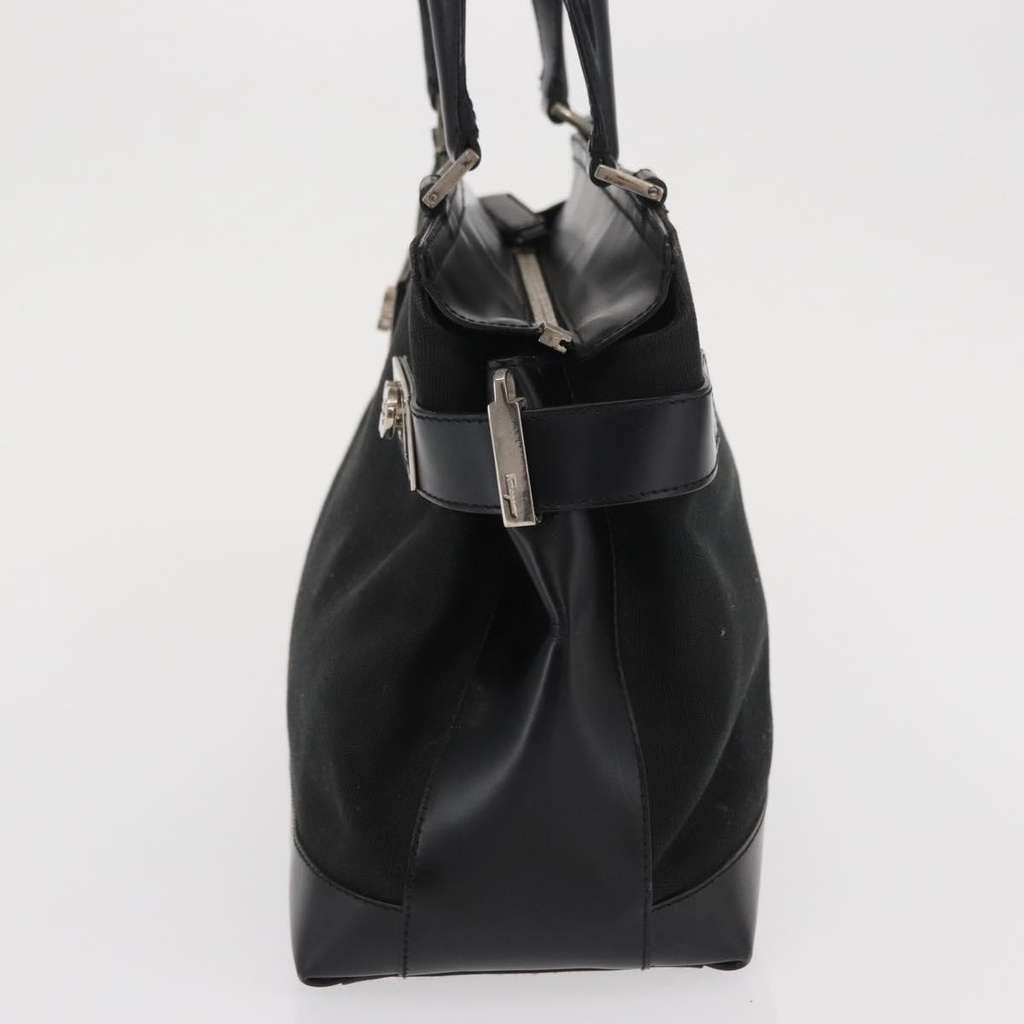 Salvatore Ferragamo Double Gancini Side Buckle Tote Black Canvas Fair condition - Inside View
