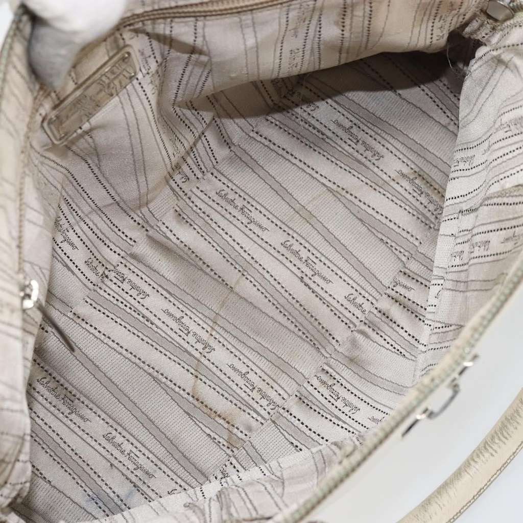 Salvatore Ferragamo Gancini handbag White Leather Fair condition - Box View