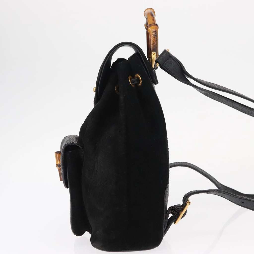 Gucci Vintage Bamboo Backpack Black Suede Good condition - Inside View