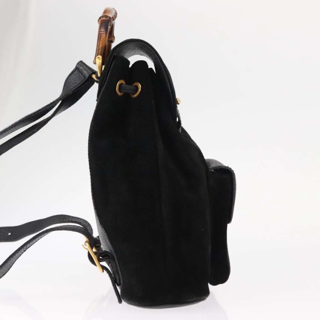 Gucci Vintage Bamboo Backpack Black Suede Good condition - Model View