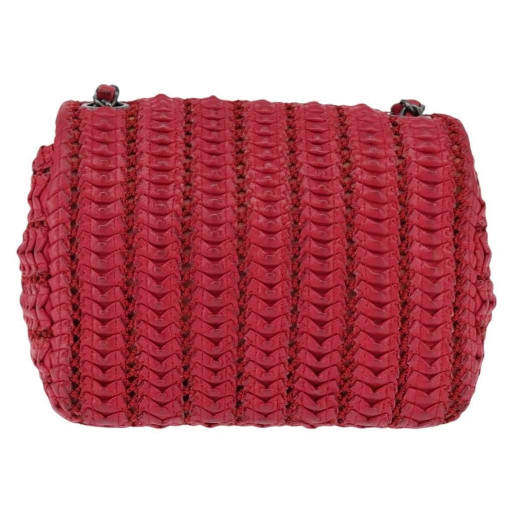 Chanel Crochet Flap Bag Red Leather Good condition - Back View
