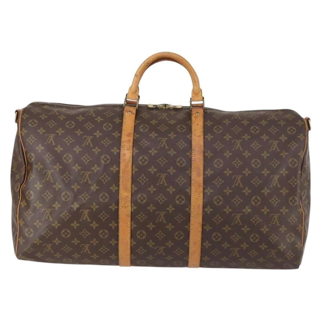 Louis Vuitton Keepall Bandouliere Bag Brown Canvas Fair condition - Back View