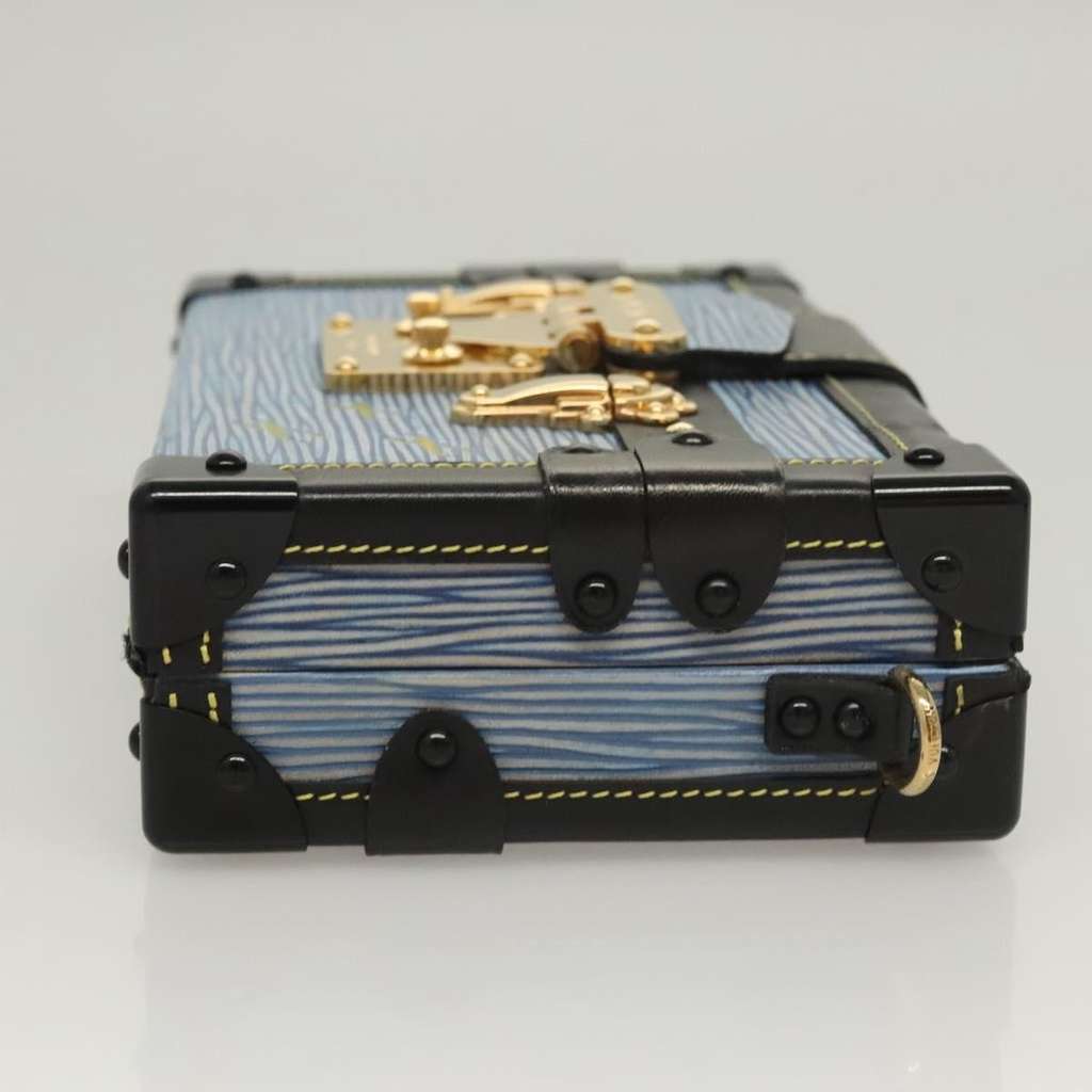 Louis Vuitton Petite Malle Handbag Blue Leather Good condition - Inside View