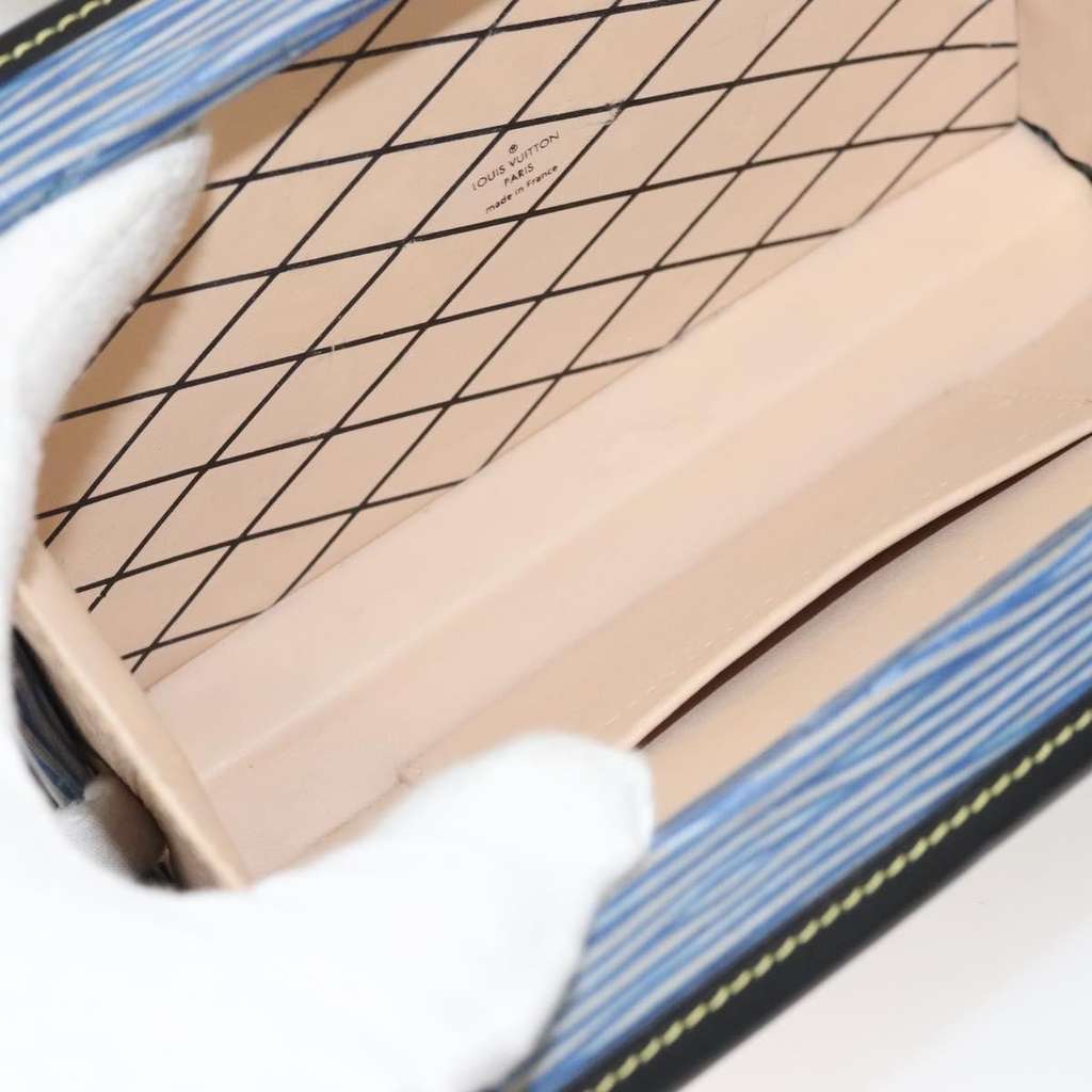 Louis Vuitton Petite Malle Handbag Blue Leather Good condition - Box View