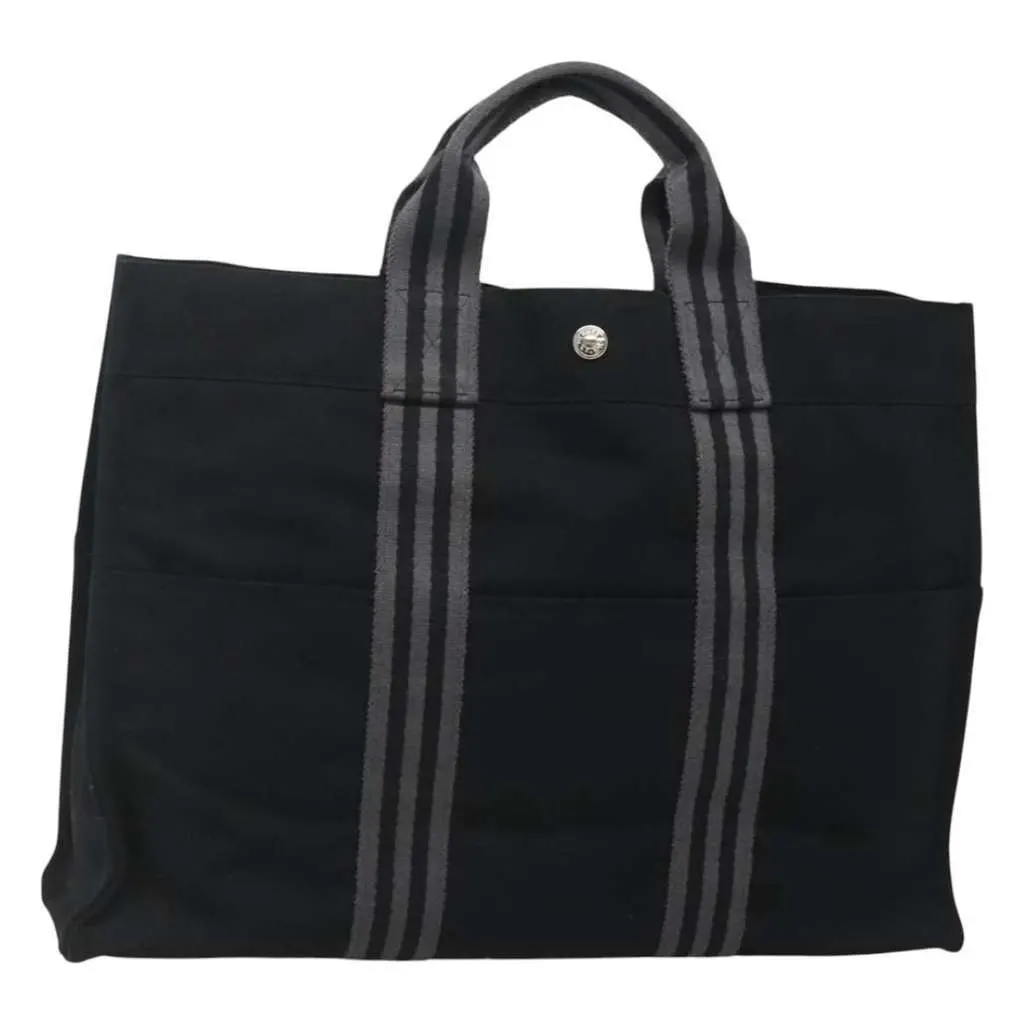 Hermès Fourre-tout Herline Black Canvas Good - Front View