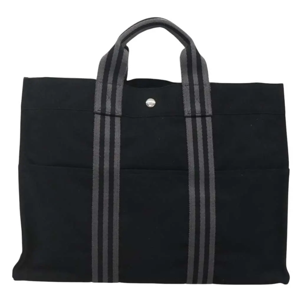 Hermès Fourre-tout Herline Black Canvas Good - Back View