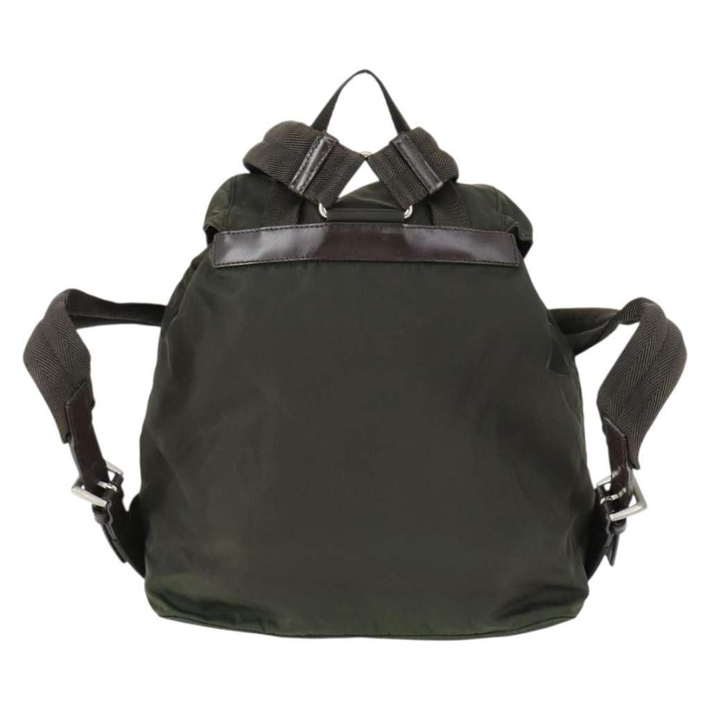 Prada Sac à dos Re-nylon Khaki Fair condition - Back View