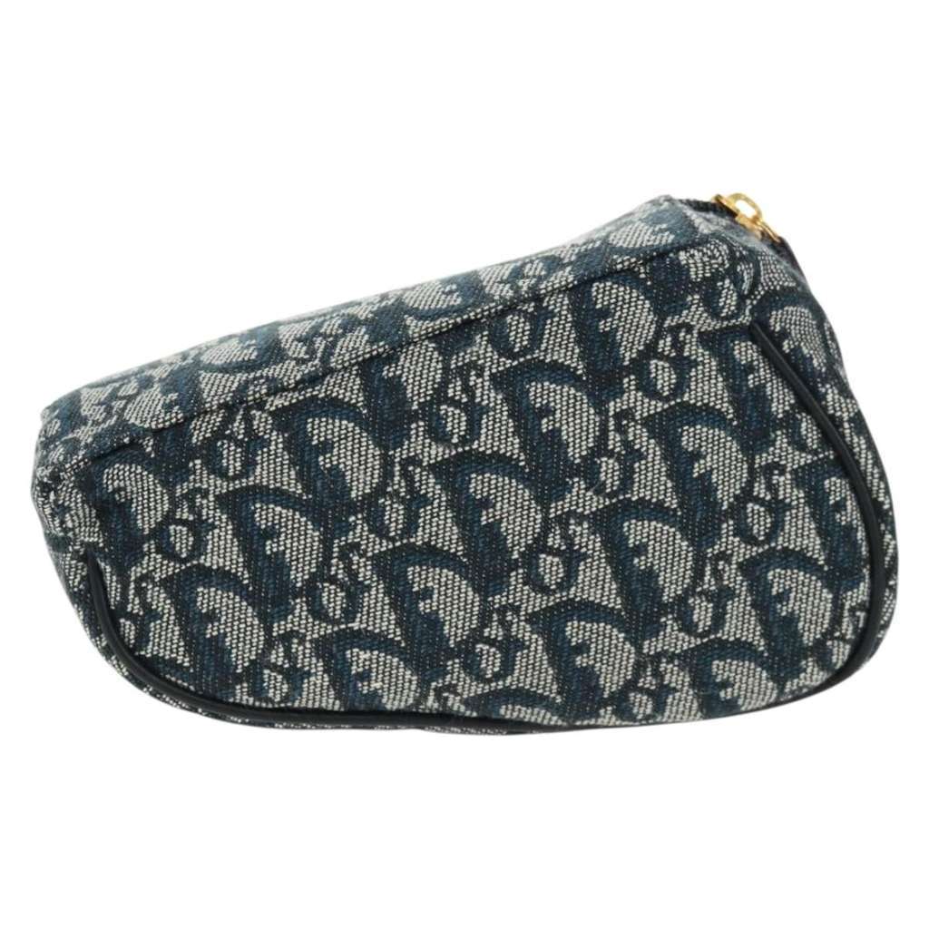 Christian Dior Vintage Saddle Coin Purse Navy Canvas Good condition - Back View