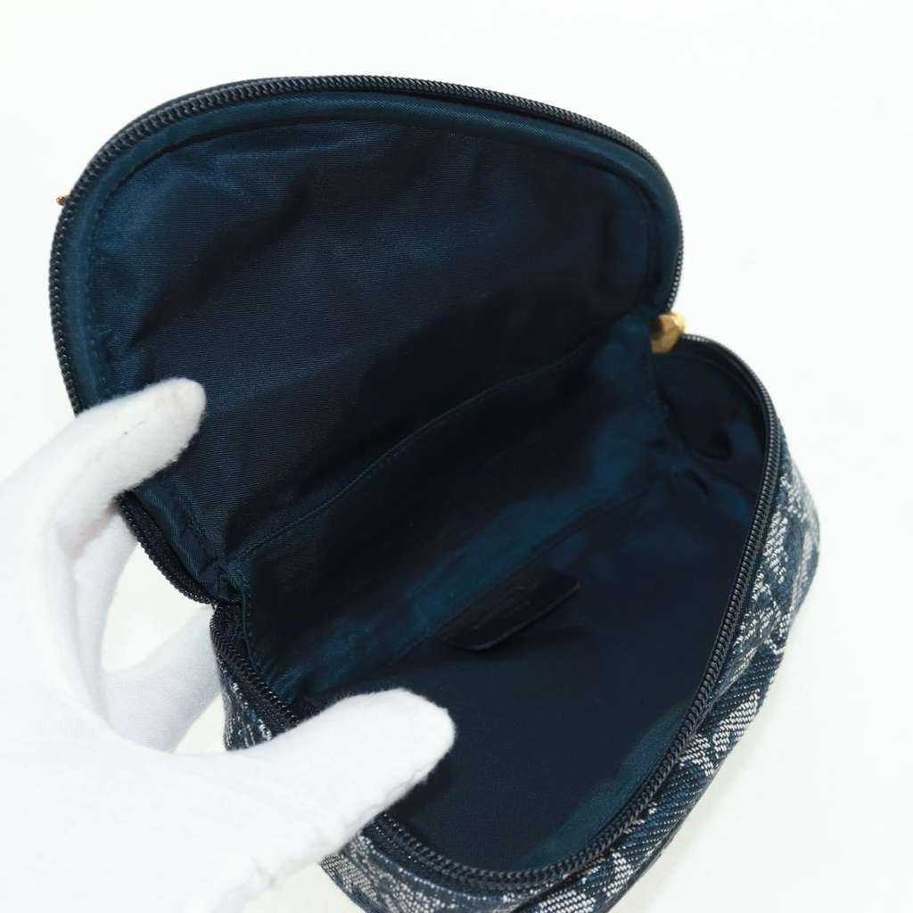Christian Dior Vintage Saddle Coin Purse Navy Canvas Good condition - Box View