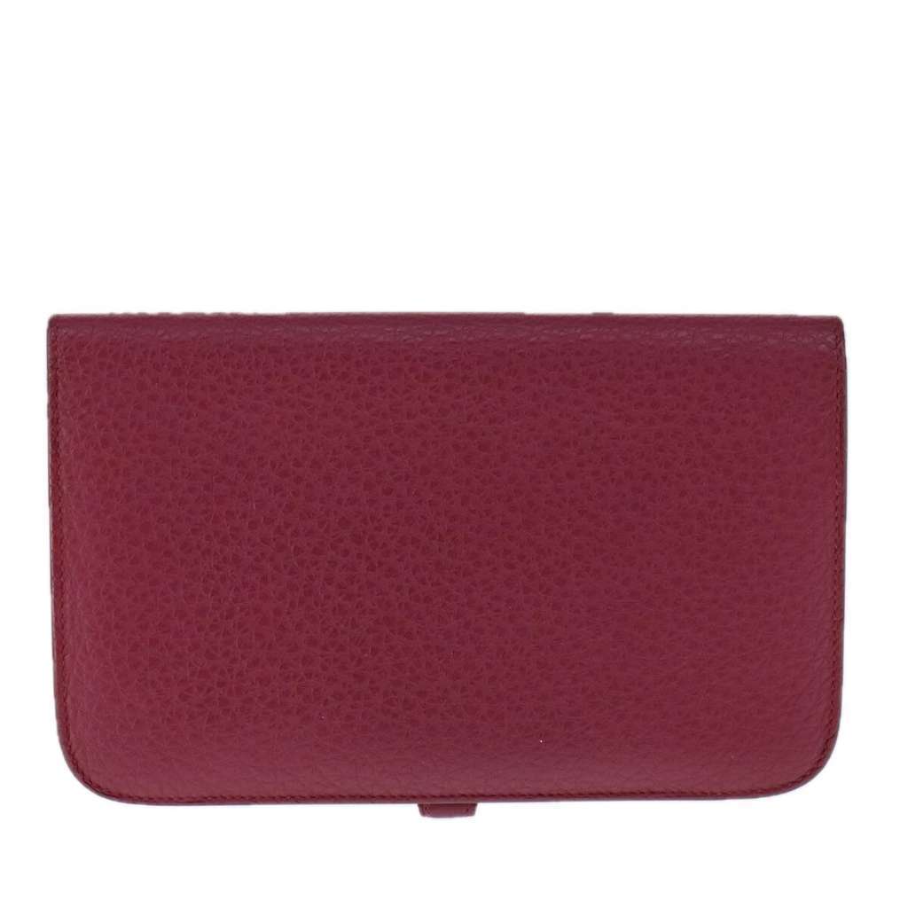 Hermès Dogon Duo Combined Wallet Red Leather Good condition - Back View