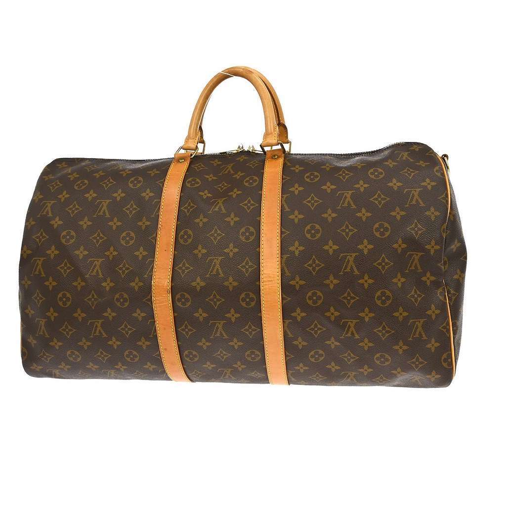 Louis Vuitton Keepall Bandouliere Bag Brown Canvas Fair condition - Back View