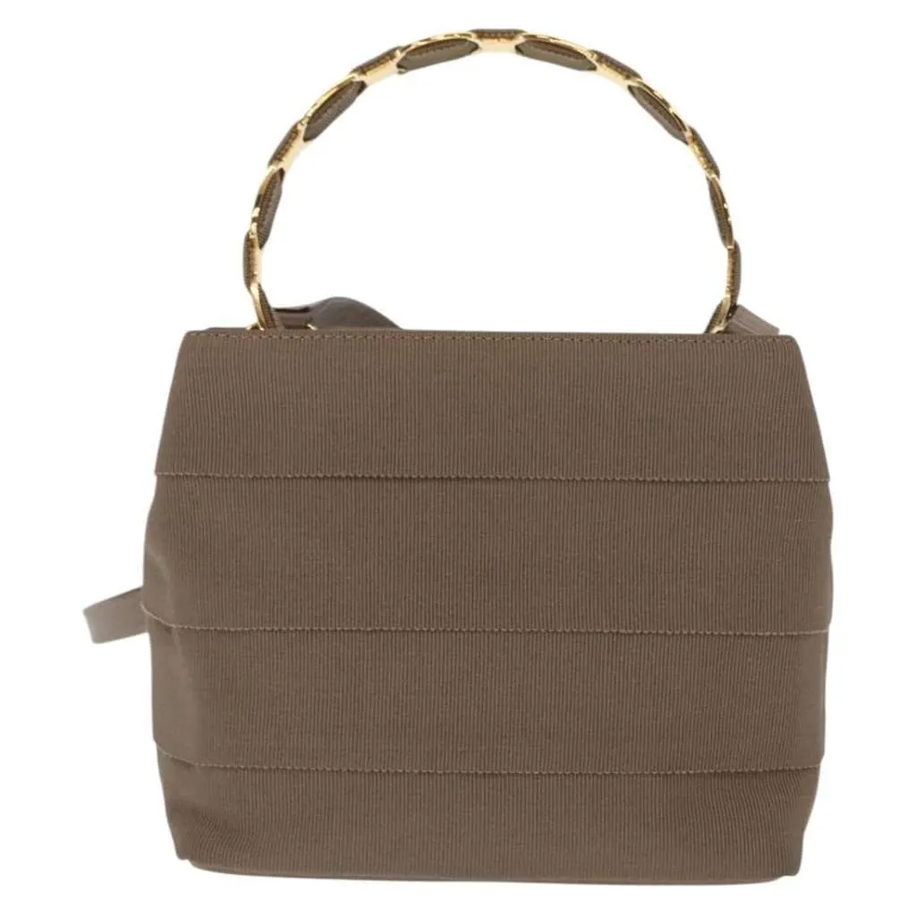 Salvatore Ferragamo Vala Handbag Beige Canvas Good - Back View